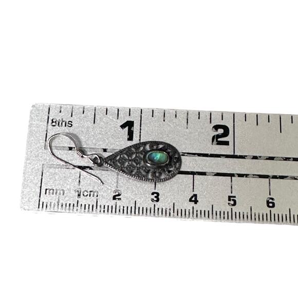 Sterling Silver Filigree Teardrop Earrings Simulated Opal Gemstone Jewelry Women - Picture 6 of 6